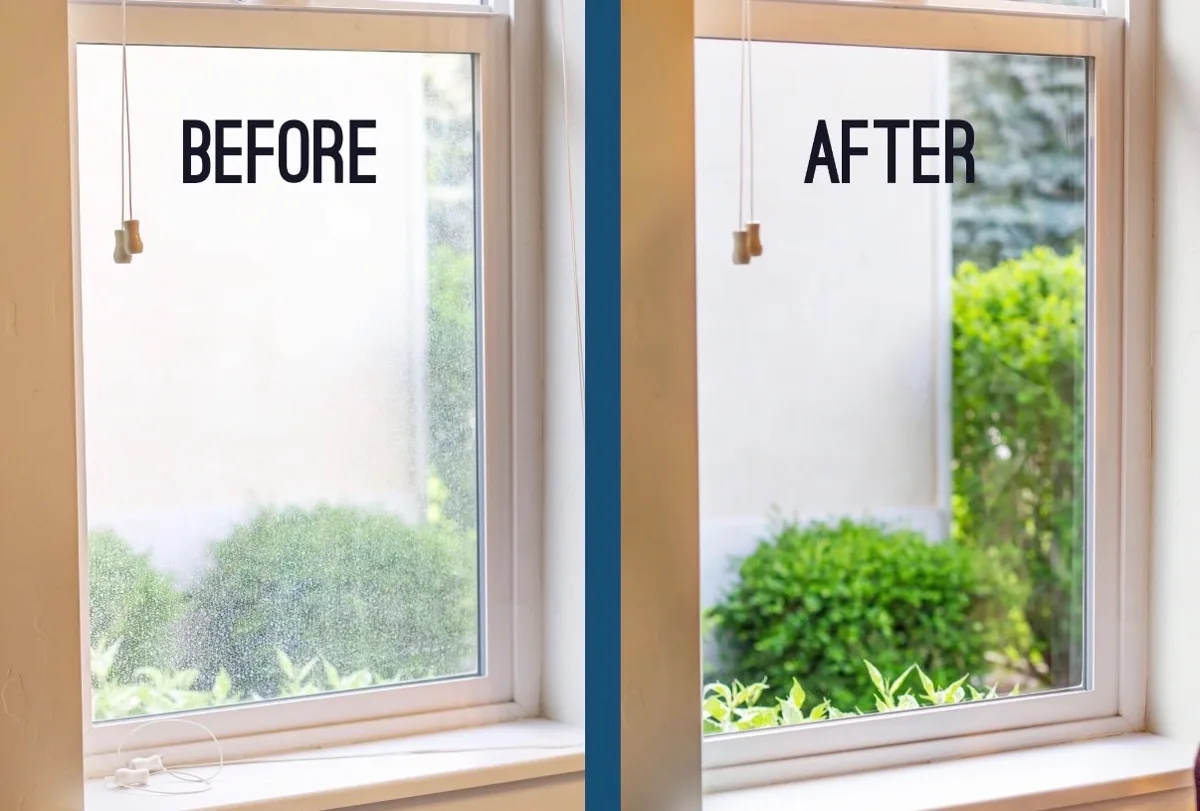 Before & after — sliding glass door