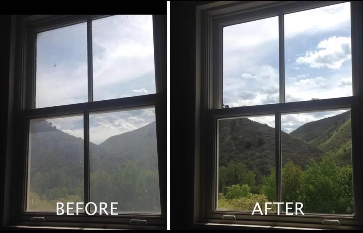 Before & after — glass detail