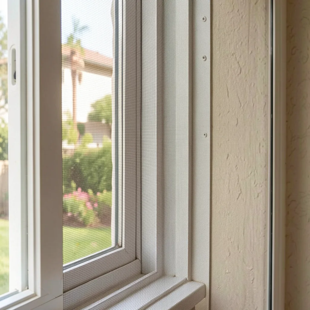 Clean window screens and tracks on an Orange County home
